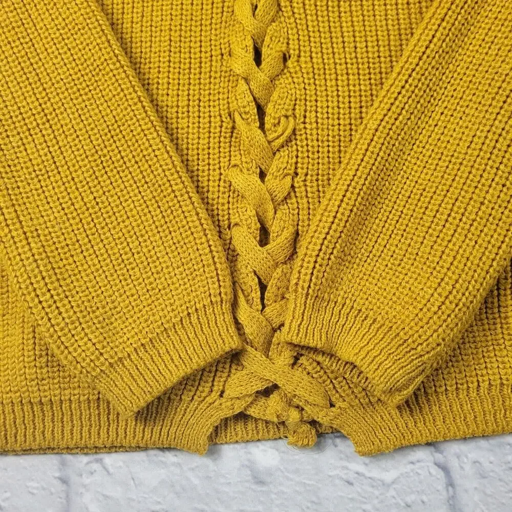 Mustard Lace-up Sweater by Rosette size Medium