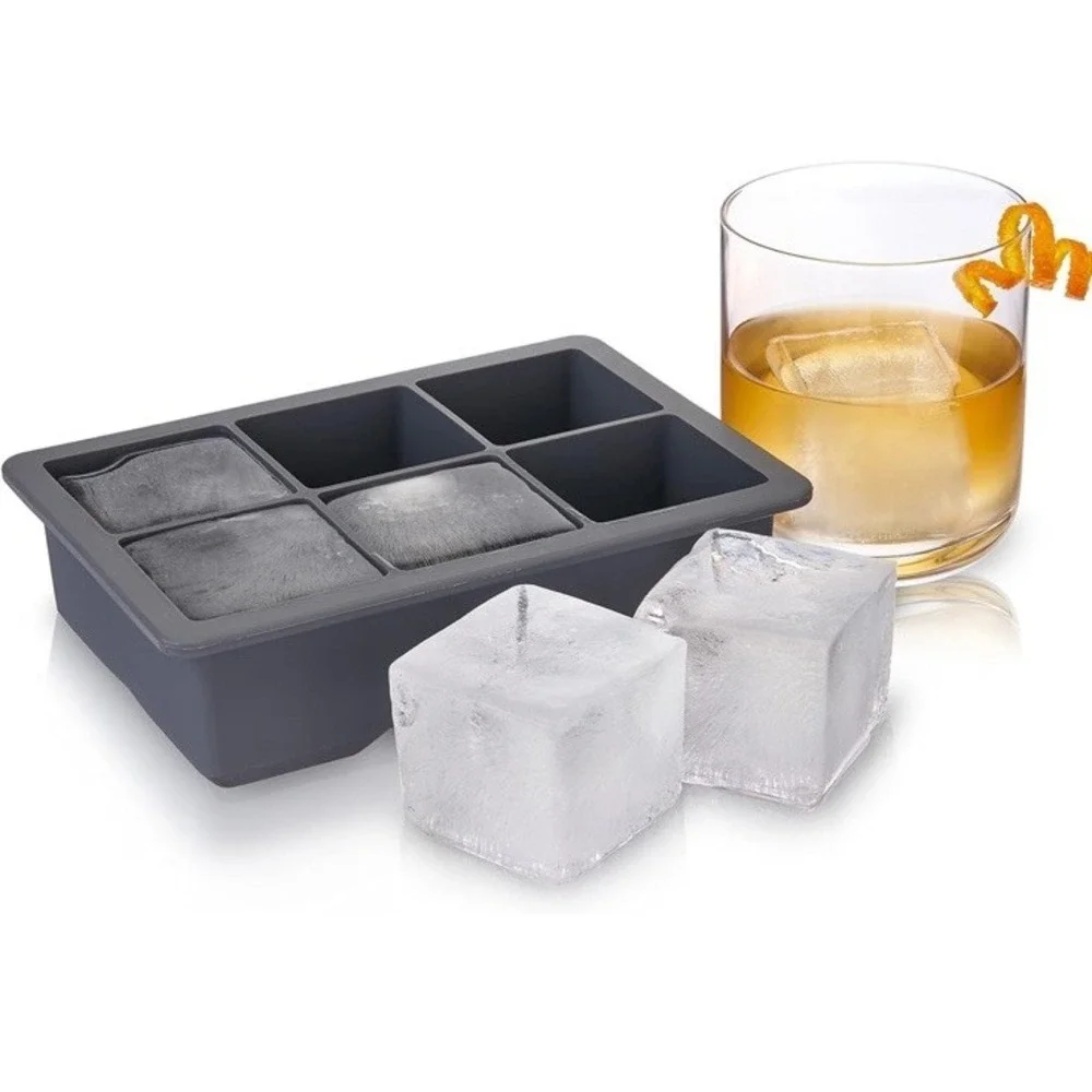Viski Whiskey Ice Cube Tray with Lid, Large Makes Six 2-Inch Ice Molds,‎ NIB