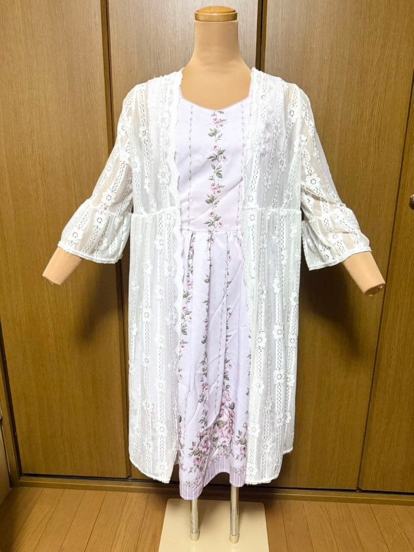 Floral Embroidery Lace Long Cardigan See-Through Cardigan